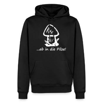 ab in die Pilze - Männer Premium Bio Hoodie - Schwarz - Vorne - Nico (187cm)