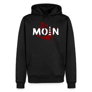 Ancre du phare de Moin - Sweat à capuche Premium bio Homme - noir - Devant - Nico (187cm)
