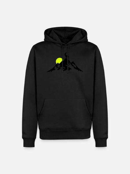 Mountain and Ibex at Sunrise - Sweat à capuche Premium bio Homme - noir