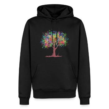 Arbre aux feuilles de couleurs arc-en-ciel - Sweat à capuche Premium bio Homme - noir - Devant - Nico (187cm)