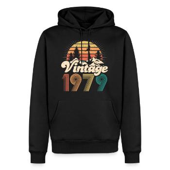 Vintage 1979 40e anniversaire cadeau rétro - Sweat à capuche Premium bio Homme - noir - Devant - Nico (187cm)