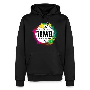Voyage proverbe - Sweat à capuche Premium bio Homme - noir - Devant - Nico (187cm)