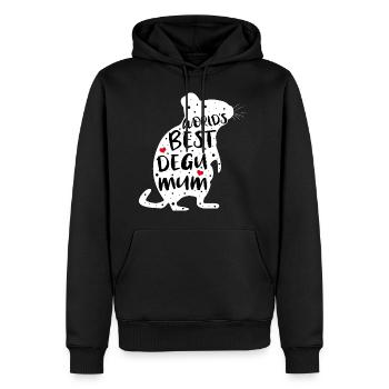 Degu MUM | Geschenk für Deguhalterinnen - Männer Premium Bio Hoodie - Schwarz - Vorne - Nico (187cm)