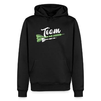 fléchettes fléchettes équipe - Sweat à capuche Premium bio Homme - noir - Devant - Nico (187cm)