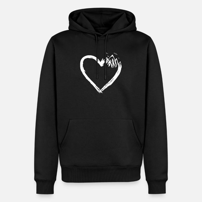 Ich liebe Berge - Männer Premium Bio Hoodie - Schwarz