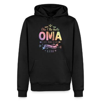 Die Beste Oma Spruch Bunt - Männer Premium Bio Hoodie - Schwarz - Vorne - Nico (187cm)