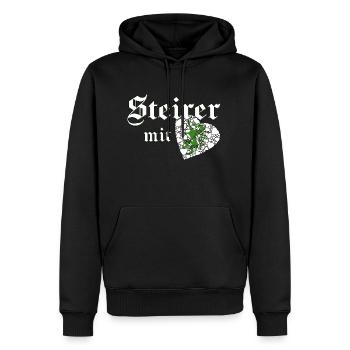 Steiermark Design für Steirer mit Herz - Männer Premium Bio Hoodie - Schwarz - Vorne - Nico (187cm)