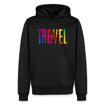 Travel Flugzeug Reisen Bunt - Männer Premium Bio Hoodie - Schwarz - Vorne - Nico (187cm)