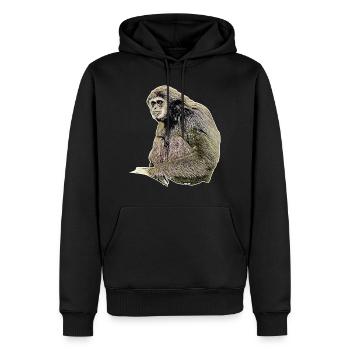 Gibbon - Männer Premium Bio Hoodie - Schwarz - Vorne - Nico (187cm)