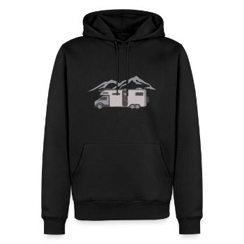 Camping camping-car - Sweat à capuche Premium bio Homme - noir - Devant - Nico (187cm)
