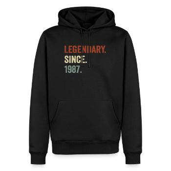 Legendary since 1987 cadeau 1987 - Sweat à capuche Premium bio Homme - noir - Devant - Nico (187cm)