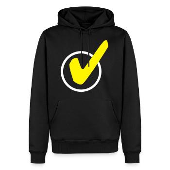 tick symbol tick tick - Men’s Premium Organic Hoodie - black - Front - Nico (187cm)