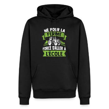 Né pour la ferme forcé d'aller à l'école - Sweat à capuche Premium bio Homme - noir - Devant - Nico (187cm)