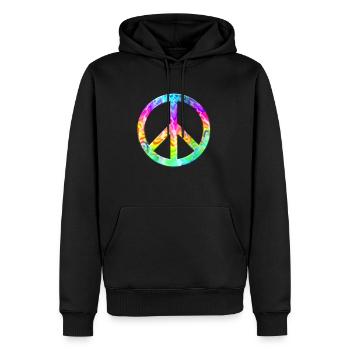 Flower Power Peace Hippie Love 60s 70s Peace colorful - Men’s Premium Organic Hoodie - black - Front - Nico (187cm)