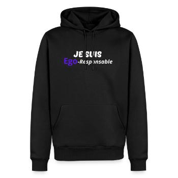 Je suis Ego responsable humour cadeau noel - Sweat à capuche Premium bio Homme - noir - Devant - Nico (187cm)