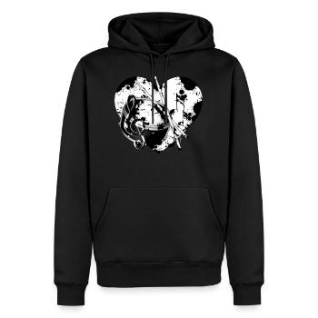 Cœur de batterie - Sweat à capuche Premium bio Homme - noir - Devant - Nico (187cm)