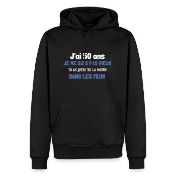 J'ai 50 ans cadeau anniversaire 50 ans humour - Sweat à capuche Premium bio Homme - noir - Devant - Nico (187cm)