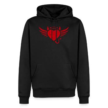 Diable diable ange ange avec un coeur rouge - Sweat à capuche Premium bio Homme - noir - Devant - Nico (187cm)