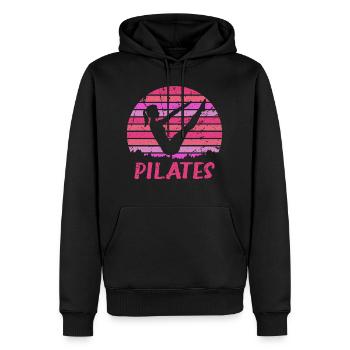 Yoga Pilates Fitness - Sweat à capuche Premium bio Homme - noir - Devant - Nico (187cm)