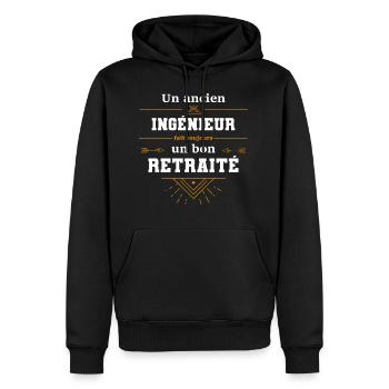 Un ancien ingénieur fait toujours un bon retraité - Sweat à capuche Premium bio Homme - noir - Devant - Nico (187cm)