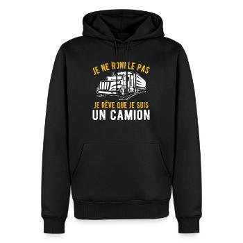 Je rêve que je suis un camion cadeau routier - Sweat à capuche Premium bio Homme - noir - Devant - Nico (187cm)