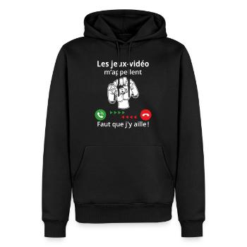 Video Games call me have to go - Men’s Premium Organic Hoodie - black - Front - Nico (187cm)