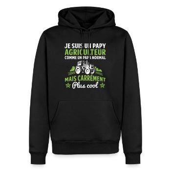 cadeau papy agriculteur grand père agriculteur - Sweat à capuche Premium bio Homme - noir - Devant - Nico (187cm)