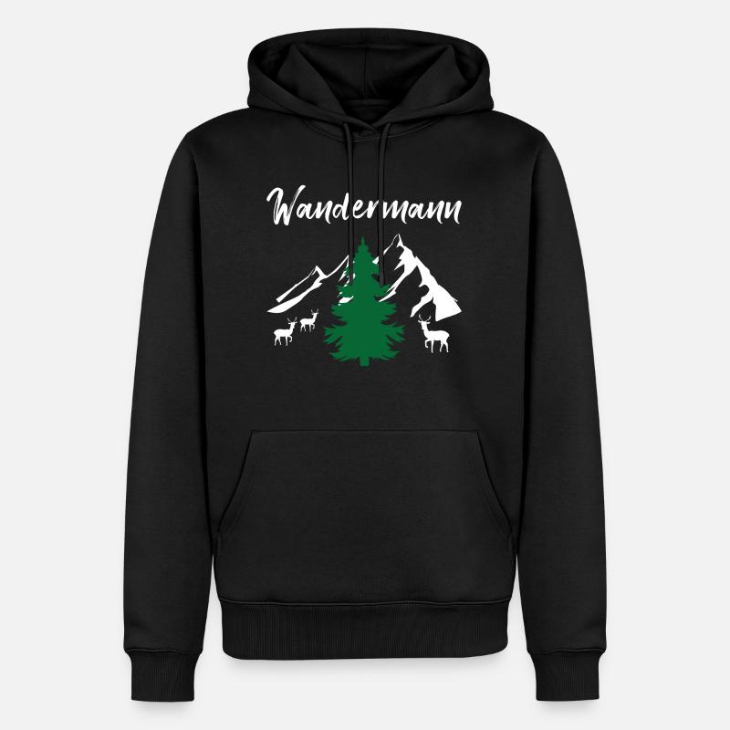 Wandermann Reise Abenteuer Camping Geschenk - Männer Premium Bio Hoodie - Schwarz