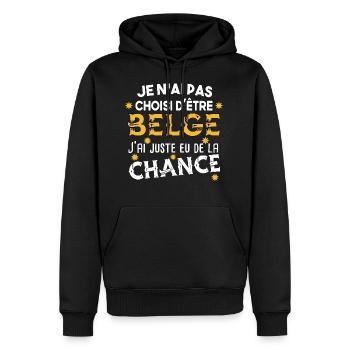 Belgique Belge Bruxelles Cadeau Humour Pays - Sweat à capuche Premium bio Homme - noir - Devant - Nico (187cm)