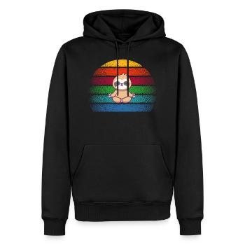 Yoga Sloth - Men’s Premium Organic Hoodie - black - Front - Nico (187cm)