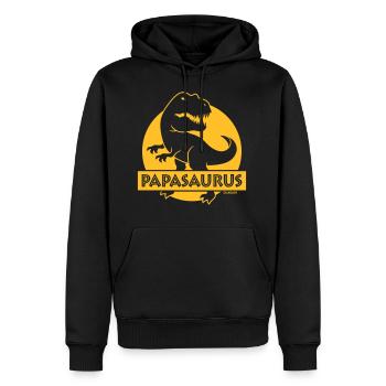 Papasaurus (Meilleur papa / Papa / Papa / NEG) - Sweat à capuche Premium bio Homme - noir - Devant - Nico (187cm)