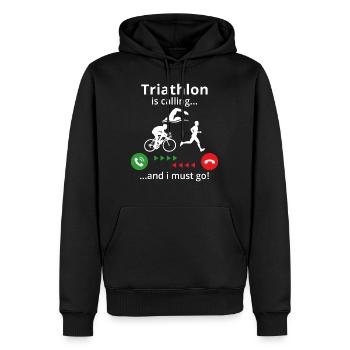 Triathlon is calling and i must go - Männer Premium Bio Hoodie - Schwarz - Vorne - Nico (187cm)