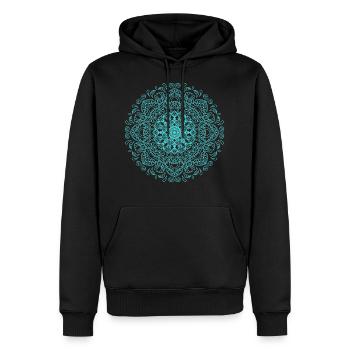 Mandala flower in oriental details blue - Men’s Premium Organic Hoodie - black - Front - Nico (187cm)