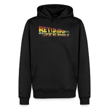 Retour vers la vie normale - Sweat à capuche Premium bio Homme - noir - Devant - Nico (187cm)
