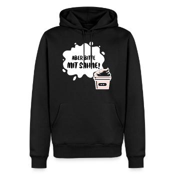 "Aber bitte mit Sahne!" - Udo Jürgens Geschenk - Männer Premium Bio Hoodie - Schwarz - Vorne - Nico (187cm)