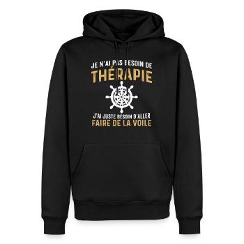 j'ai juste besoin d'aller faire de la voile - Sweat à capuche Premium bio Homme - noir - Devant - Nico (187cm)