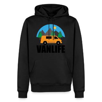 VAN LIFE - Montagne - VAN Orange - Sweat à capuche Premium bio Homme - noir - Devant - Nico (187cm)