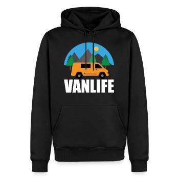 VAN LIFE - Montagne - VAN Orange - Sweat à capuche Premium bio Homme - noir - Devant - Nico (187cm)