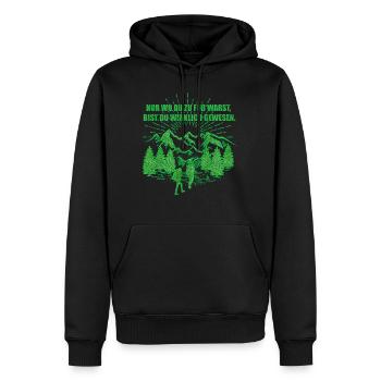 Nur wo du zu Fuß warst | Wandern Outdoor - Männer Premium Bio Hoodie - Schwarz - Vorne - Nico (187cm)