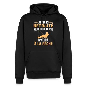 Je suis retraité mon boulot est d'aller à la pêche - Sweat à capuche Premium bio Homme - noir - Devant - Nico (187cm)