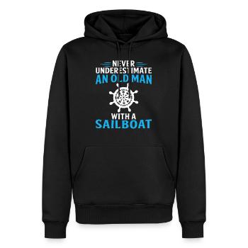 never underestimate an old man with a sailboat - Men’s Premium Organic Hoodie - black - Front - Nico (187cm)