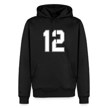 12 Jahre Trikotnummer 12 - Männer Premium Bio Hoodie - Schwarz - Vorne - Nico (187cm)