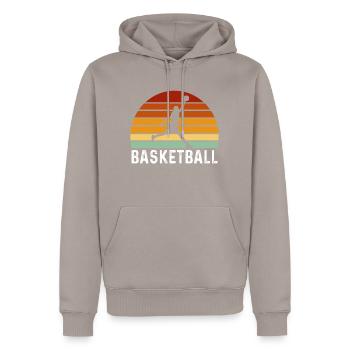 Basketball retro basket-ball vintage - Sweat à capuche Premium bio Homme - taupe - Devant - Nico (187cm)