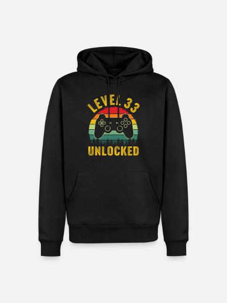 Level 33 unlocked t-shirt level 33 complete - Sweat à capuche Premium bio Homme - noir