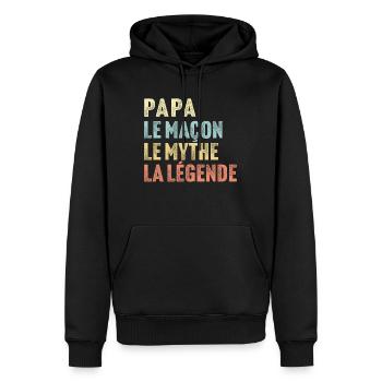 Papa le maçon le mythe la légende - Sweat à capuche Premium bio Homme - noir - Devant - Nico (187cm)