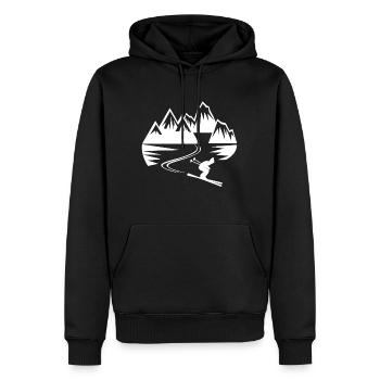 skieur ski montagne sport d'hiver - Sweat à capuche Premium bio Homme - noir - Devant - Nico (187cm)