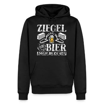 Ziegel und Bier für Handwerker Bauarbeiter Maurer - Männer Premium Bio Hoodie - Schwarz - Vorne - Nico (187cm)