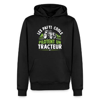 les papys cools pilotent un tracteur - Sweat à capuche Premium bio Homme - noir - Devant - Nico (187cm)