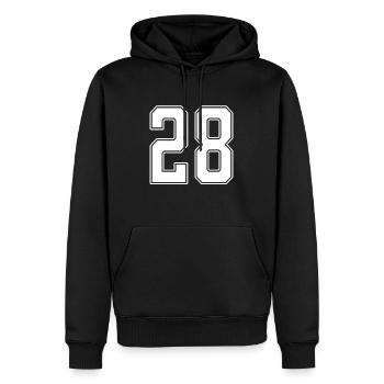28 Jahre, Trikot Nummer 28 - Männer Premium Bio Hoodie - Schwarz - Vorne - Nico (187cm)