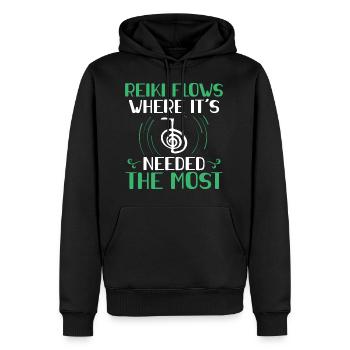 Reiki - Sweat à capuche Premium bio Homme - noir - Devant - Nico (187cm)